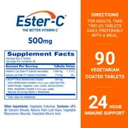 Ester-C 500 mg 24 Hour Vitamin C Tablets for Immune Support, 90 Count