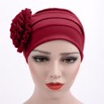 thumbnail image 4 of EnJoCho Women's Soft Monochrome Side Applique Flower Hijab Hat Baotou Hat Cancer Headscarf Headwraps Headwear Hair Cover Hat, 4 of 5
