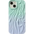 thumbnail image 1 of Pleated Water Ripple Chrome Wave Pattern Soft Compatible with iPhone Case (Green Purple,iPhone 13 Pro Max), 1 of 4