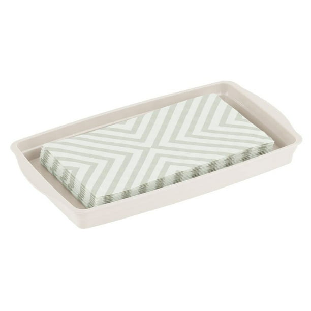 Bandeja organizadora de almacenamiento de plástico con diseño en M para tocador de baño