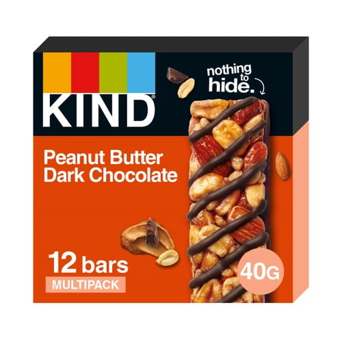KIND Peanut Butter & Dark Chocolate Snack Bars Multipack 12 x 40g, British Import (Pack of 3)