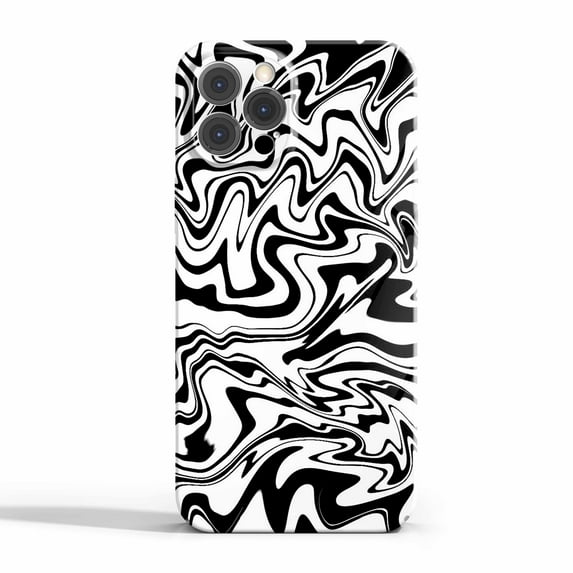 Black White Waves Case for iPhone 11 Pro,Aesthetic Art Design Full Cover Protective Case