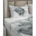 thumbnail image 6 of Ambesonne White Fitted & Top Sheet Set with Shams, Smoky Skull Grungy Art, Grey White, 6 of 8