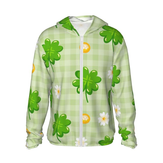 Balery St Patrick's Day11 Sudadera ligera de manga larga con capucha y protección solar UPF 50+ para hombre y mujer, ideal para pesca y running-X-Large