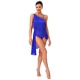 thumbnail image 3 of Sholeno Womens Latin Tango Dance Dress Asymmetrical Shoulder Tassel Ballroom Performance Outfit Royal Blue M, 3 of 7
