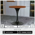 thumbnail image 2 of LeisureMod Verve Mid-Century Modern Dining Table with a 27" Round MDF Tabletop and Black Steel Pedestal Base for Kitchen and Dining Room, Cognac Brown, 2 of 10