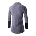 thumbnail image 3 of Seasonal Clearance Men's Patchwork Cardigan Sweater Long Sleeve Button Lapelslim Top Sweater Coat Dark Gray XXXL(XXXL), 3 of 3