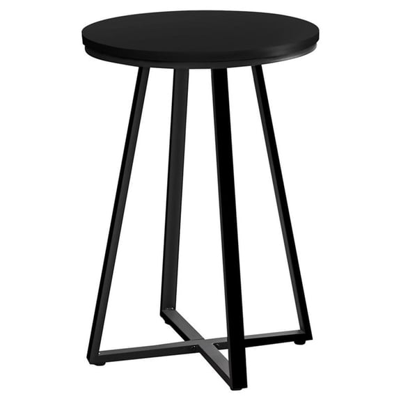 Pemberly Row Round Side Table with Black X-Base Metal Frame in Black