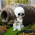 thumbnail image 4 of Fishing Skeleton Statue, 3.7 Inch Mini Skeleton Figurines Halloween Gothic Decor Resin Skull Fisher Sculpture for Home Office Desk Outdoor Garden Pond Fountain Poolside Waterfalls Decoration (White), 4 of 5
