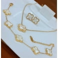 thumbnail image 6 of BLUEW Four Leaf Lucky Clover Jewelry Set, Pendant Necklace, Earrings, Bracelet for Women, 18K Gold Plated Stainless Titanium Steel, Mother-of-Pearl, 6 of 7