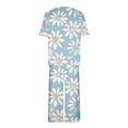 thumbnail image 3 of Offres de Vacances Iumwxz Pyjamas Doux Tendance Ensembles Assortis Tenues de Voyage pour Femmes Imprimé Floral Col Rond Manches Courtes Taille Élastique Pantalons Raccourcis Ensembles 2 Pcs pour Femmes Rue, 3 of 4