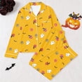 thumbnail image 3 of Ruiwill Halloween Pajamas Women Long Sleeve Lapel Pjs Pumpkin Print Tops With Pants Women 2 Pieces Pajamas Set Yellow, 3 of 3
