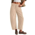 thumbnail image 2 of Women's Corduroy Wide Leg Pants with Elastic Waist Comfortable Barrel Leg Design Casual Trousers Featuring Pockets, 2 of 7
