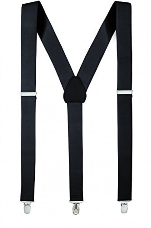 Hold'Em Junior/Adults Men Elastic 1' Suspenders Featuring Sturdy Polished Clips - Black R