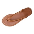 thumbnail image 2 of GERsome Flip-Flops for Women Slip-On Elastic Ankle Strap Thong Sandals Comfort Walking Shoes Beach Flat Sandals, Brown Size 6, 2 of 9