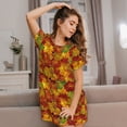 thumbnail image 3 of Fotbe Vintage maple leaf autumn Bata de Dormir para Mujer con Estampado, Camisón de Algodón de Manga Corta, Ropa de Dormir Casual, 3 of 6