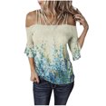 thumbnail image 1 of Mujeres sueltas casual 3/4 manga sin tirantes estampado blusa casual camiseta túnica tops Fridja czfsfas1651, 1 of 7