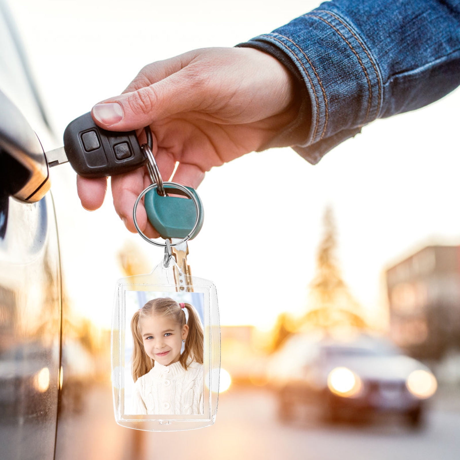 LULULION Transparent Acrylic Photo Frame Keychain Easy to Assemble 100Pcs