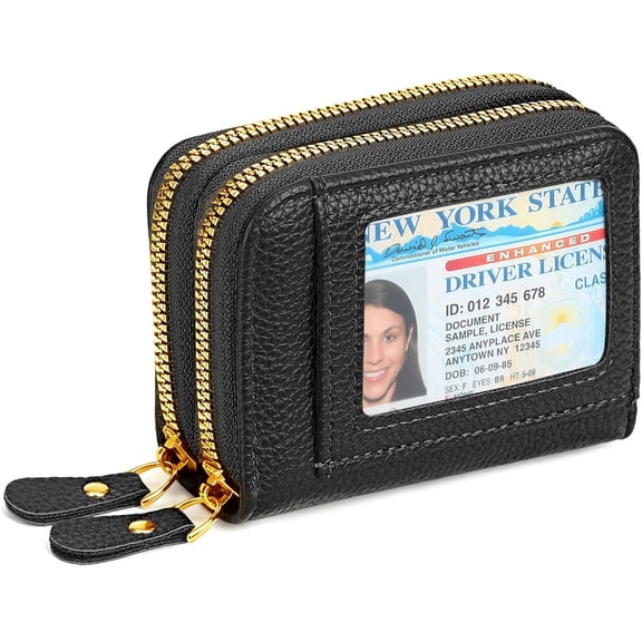 Small Genuine Leather Wallet for Women Men, RFID Blocking Credit Card Holder Wallet