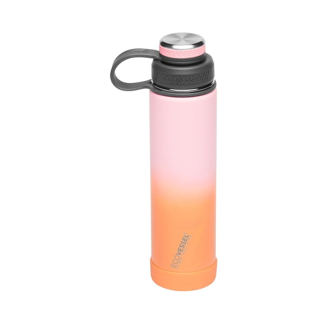 Botella de agua EcoVessel de 24 oz con aislamiento, doble tapa y colador