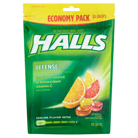 Halls Defense Vitamin C Drops 80 ct Walmart com