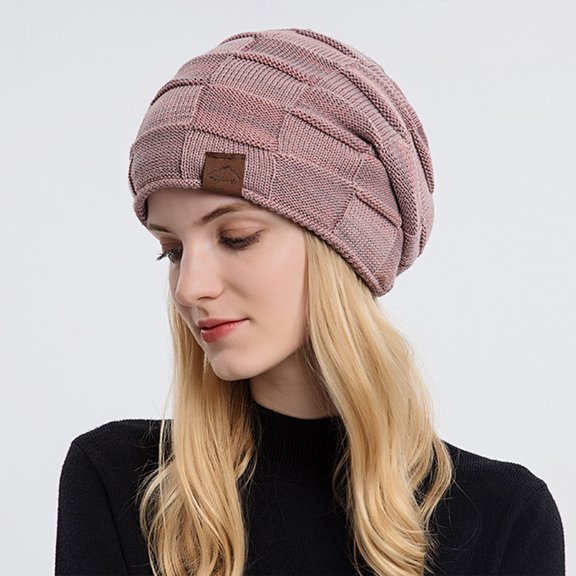 harmtty Female Hat Solid Color Stretch Dome No Brim Windproof Autumn Winter Thickened Plush Lining Hat Streetwear Purple