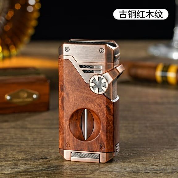 Cigar Lighter, Cigar Welding Torch, Multi-Functional With Cigar V-Cut, Cigar Drill, Cigar Holder, Cigar Pin