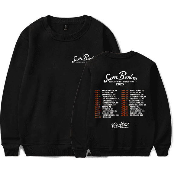 Sam Barber Merch Sweatshirt Restless Mind World Tour 2025 Crewneck Country Music Long Sleeve Hoodie