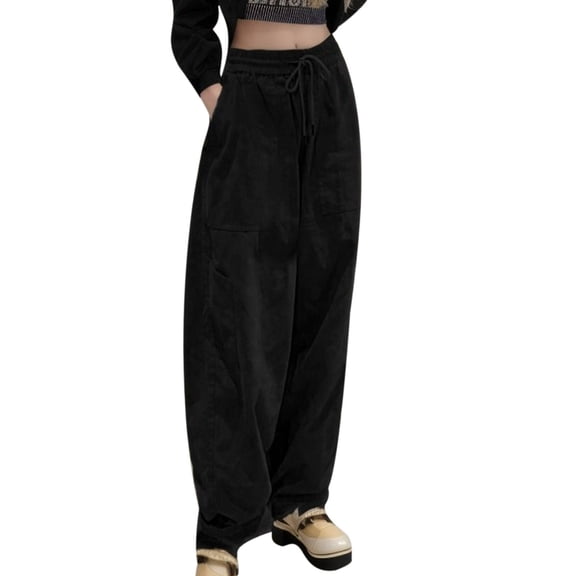 Sngxgn Pants for Women Stretchy Work Business Pants Casual Straight Leg Trousers(Black,L)