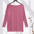 thumbnail image 3 of Tawop Womens Shirts Womens T Shirts Round Neck Long Sleeve Solid Pink M(Us:6), 3 of 7