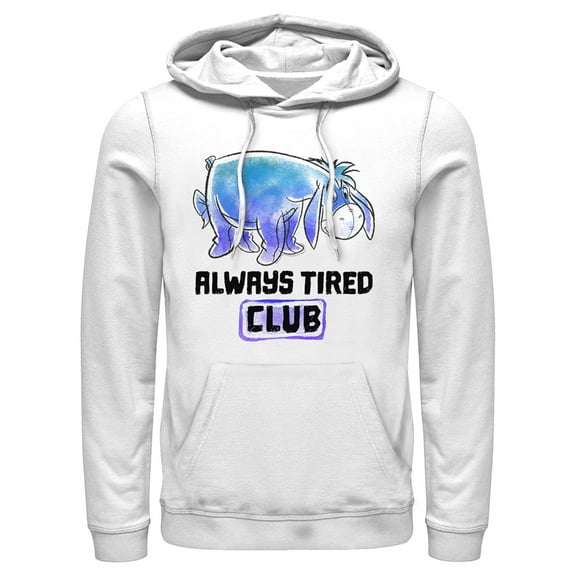 Men's Winnie the Pooh Always Tired Club  Pull Over Hoodie White X Large