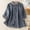 c01Blue, variant on Cotton 3/4 Sleeve Button Down Shirts for Women Gingham Plaid Striped Tops V Neck Casual Loose Women's Blouse Yellow XXL