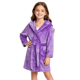 thumbnail image 5 of LYMAYTER 2-12Y Toddler Boys Girls Flannel Bathrobe Solid Color Kimono Robe Soft Cozy Hooded Bathrobe With Belt and Pocket, 5 of 10