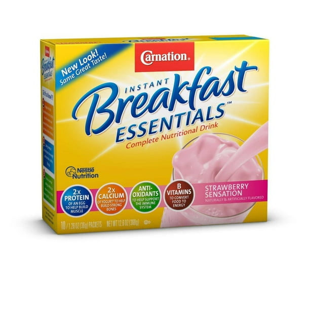 Carnation Instant Breakfast Powder, Strawberry, 10 pk