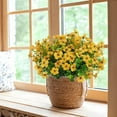 thumbnail image 3 of 6 Bundles Artificial Flowers Outdoor UV Resistant Fake Silk Flowers Faux Plastic Plants Garden Porch Window Box Pot Spring Summer Home Floral Decorations (Yellow), 3 of 8