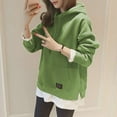 thumbnail image 2 of Womens Blouses Dressy Winter Fall Loose Fit Hooded Long Sleeve Bubble Off the Shoulder Hoody Solid Color Hoodie Sweatshirts Hoodies Women Warm Top Pocket Irregular Sweatshirt Loose Print Pullover, 2 of 5
