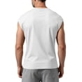thumbnail image 3 of Yifymode Mens Sleeveless Shirts Workout Tank Tops Cut Off Shirts Gym Muscle Loose Fit Tee,White XL, 3 of 5