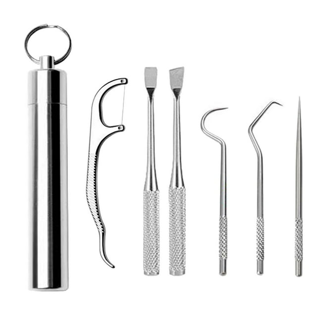 portátil de palillos de inoxidable con estuche de soporte de limpieza bucal Flossing colgante Palillo de para viajes Sunnimix Palillos de dientes portátiles