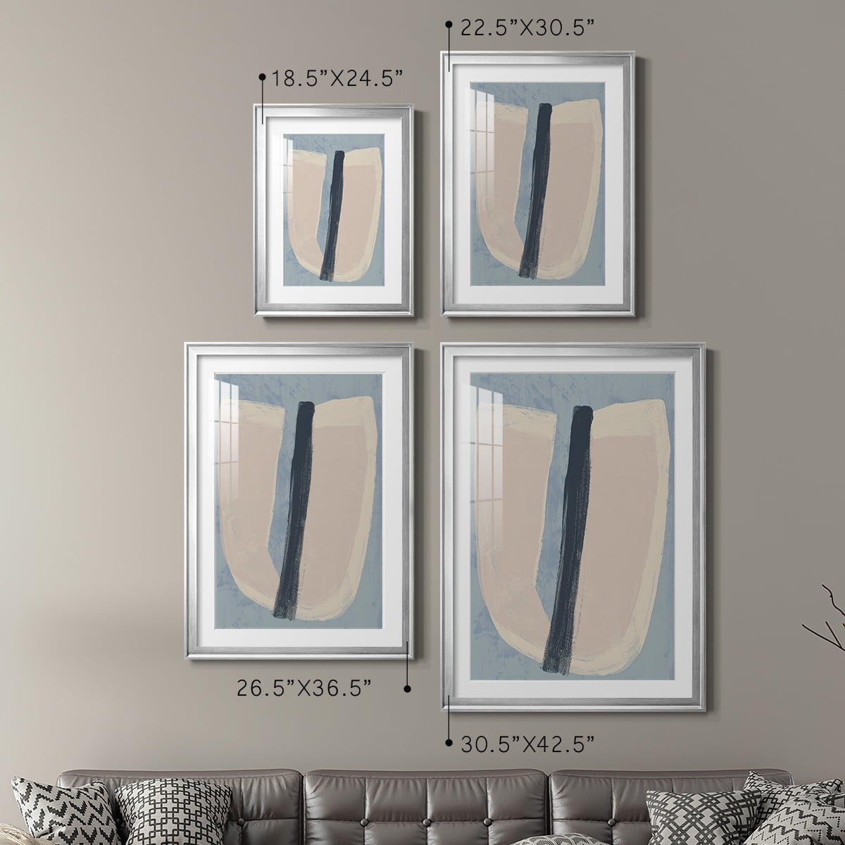 Wexford Home Paper Slice I Premium Framed Print, 26.5" x 36.5" - Ready to Hang, Silver (Set of 2)