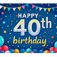 thumbnail image 3 of Blue Background Birthday Banner with Balloons Stars 40th Happy Birthday Backdrop Party Supplies Photography Props Decors for Photo Booth Celebrations Event Decorations, 3 of 7