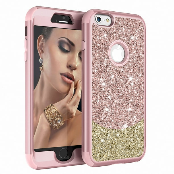 Iphone 6s Case Iphone 6 Cover Allytech Three Layer Silicone Shockproof Armor Defender Glitter Anti Scratch Bumper Full Protective Case Cover For Apple Iphone 6s 6 Pink Gold Walmart Com Walmart Com