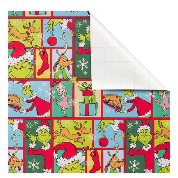 Dr. Seuss The Grinch Gift Wrapping Paper, 1 Roll Premium Paper with
