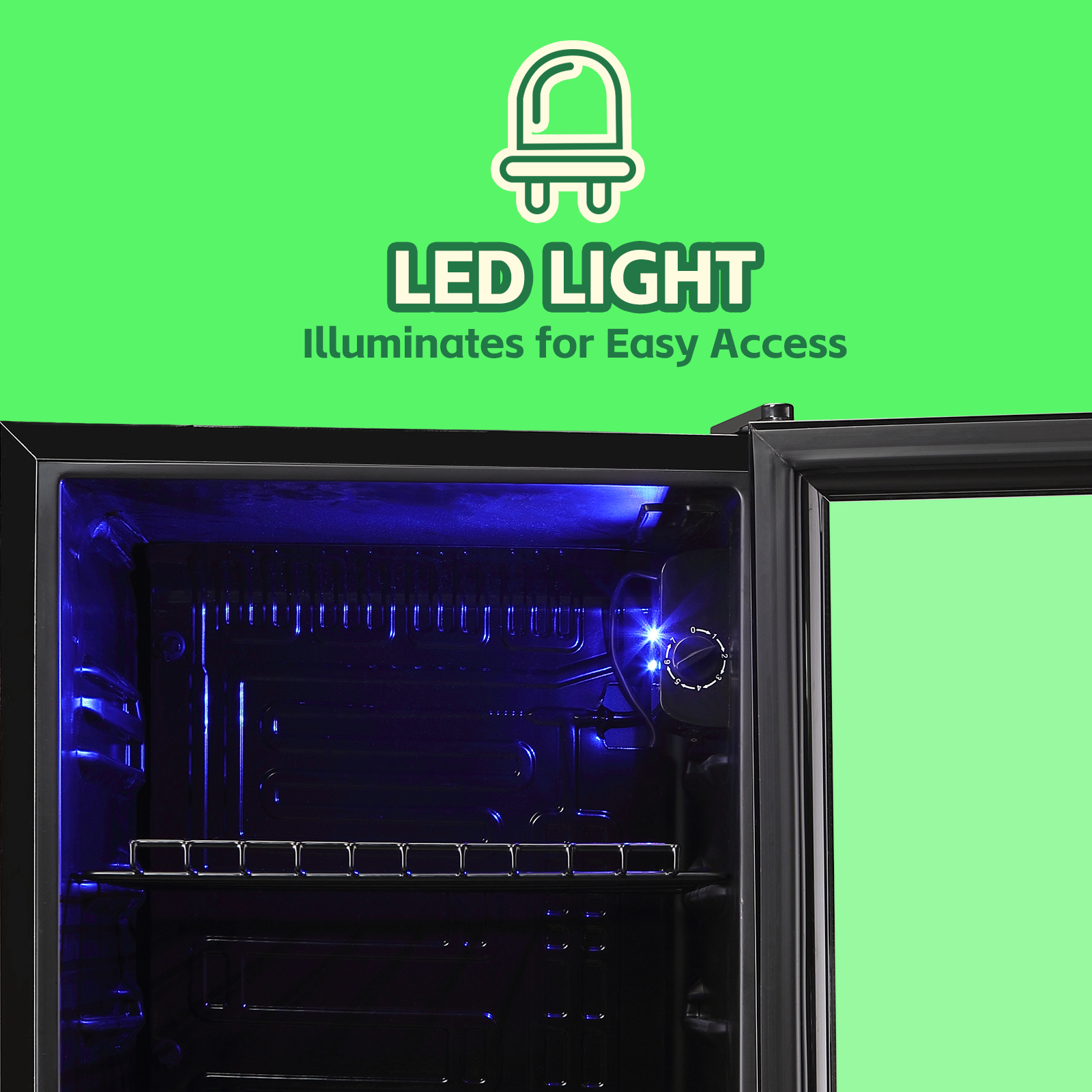 WANAI Beverage Refrigerator Cooler 3.5 Cu.ft Beer Fridge with Glass Door LED Light Adjustable Shelf