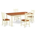 thumbnail image 2 of DOVE5-WHI-W East West Furniture Dining Set-A Rectangle Dining Table and 4 Wood Seat Kitchen Chairs, (Finish Options) Off-White DOVE5-LWH-W, 2 of 2