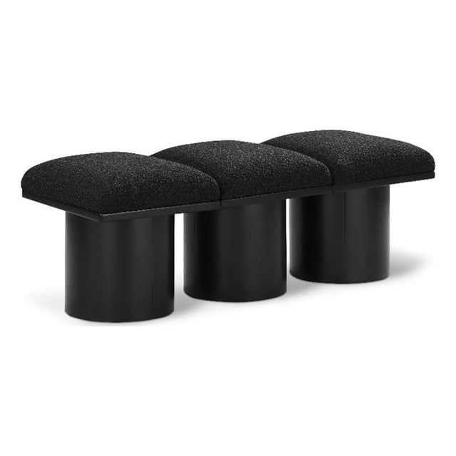 Meridian Furniture Pavilion Black Boucle Fabric Bench