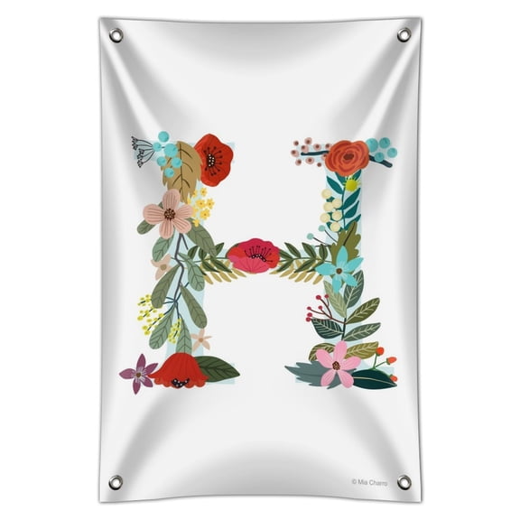 Letter H Floral Monogram Initial Home Business Office Sign