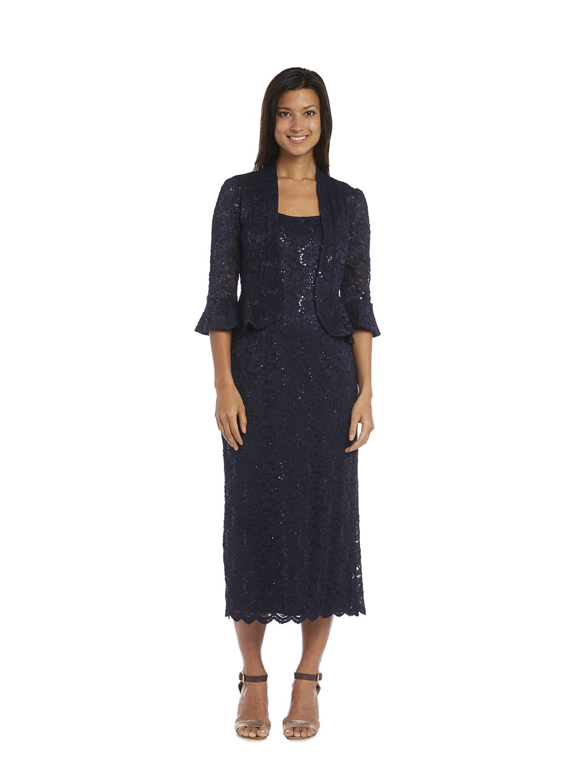 R&M Richards - R&M Richards Women's Lace Long Jacket Dress - Walmart ...