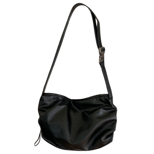 Bolso Mano Plisado Con Cordón Bolso Cruzado Con Correa Ancha para El Hombro para Desplazamientos Informales Alta Gama (negro)