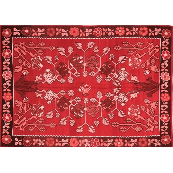 Ahgly Company Indoor Rectangle Animal Red Traditional Area Rugs, 7' x 9'