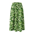 thumbnail image 5 of vigerkar Women's High Elastic Waist Midi Skirt Casual Summer Trendy Flowy Ruffle Floral Print A line Skirts with Pockets Green, S, 5 of 6